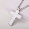 Sublimation Blanc Croix Pendentif Collier Personnalisé Transfert De Chaleur En Métal Pendentif Hip Hop Mode Bijoux Accessoires BBE13815