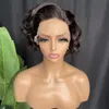 Short Pixie Cut T Part Lace Wig Transparent Curly Bob Human Hair Wigs 13x1 Preplucked Hairline For Black Women Brazilian Remy