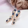 Ciondola il lampadario Kinel Luxury Blue Natural Zircon Stone Orecchini per le donne Trendy 585 Rose Gold Bride Gioielli da sposa vintage 2022