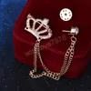 Fashion Crown Crystal Rhinestone Brooch Pins Tassel Men's Suit Collar Pin Luxulry Jewelry Brooches for Women Accessories