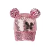 Paillettes Cappelli per bambini Glitter Berretti da baseball per bambini Ragazzi Cappello hip-hop Cappello estivo per protezione solare Cappello a sfera in rete Dance Fashion Visiera lucida 990 D3