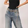 Pasy gadatła żeńska talia metalowa łańcuch trendowy moda w stylu luksusowy design okrągły ston europejski pasek dżinsów 2022 pasy