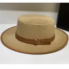 Flat Top Designer Chapeau De Paille Couleur Unie Lettre Weave Big Brim Chapeaux Hommes Femmes Mode Sun Caps Pêcheur Chapeau Casquette De Baseball