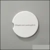 Sublimación Cerámica Coche Coaster Pads 6.5 cm Mate brillante Transferencia térmica Impresión Posavasos Personalizados Blancos Blancos Decoración de escritorio A02 Drop Deli