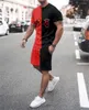 MEN MENTURITS SUMPER SUMMER Black and Red 2PK Sportswear repades spress aspress regh style beach style 3d printed shirts stirts shorts