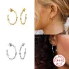 Hoop Huggie Aide 925 Silver Silverate Big Circle Gold أقراط للنساء C Shape Bamboo Twisted Chain Jewelryhoop Kirs22