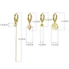 Hoop & Huggie Sterling Silver Star Tassel Asymmetric Earrings For Women Round Disc Gold CZ Wedding Jewelry GiftHoop Kirs22