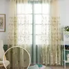 Perde Drapes Yaprak İşlemeli Sheer Oturma Odası Pencere Ezilmiş Kapı Ekranı Vuuze Tül Tül Tulle Çubuk İşlem 1 Panel TJ6971