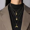 Collane con ciondolo Acciaio inossidabile Luna Stella marina Solo designer minimalista placcato oro per le donne 2022 Accessori moda Gioielli hippie