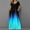 Kvinnors mode plus storlek Casual Short Sleeve Print Maxi Long Dress Boho Big Size 6xl Dresses For Women Party Sundress Robe