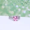 Anelli di nozze al dettaglio all'ingrosso Shining Pink CZ Zircon per donne gioielli USA Dimensioni 7 8 9 Claw Inlay Pong Defini