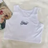 Chic Straße Mädchen Casual Weiß Tank Top Frauen Sommer Ärmellose s T Shirt Mode Gia Brief Stickerei Crop Femme 220318