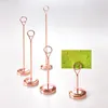 Party Decoration Rose Gold Wedding rostfritt stål Circle Table Number Stands Metal Place Card Holders Supplies