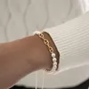 Charm Armband 2022 Fashion Imitation Pearl PaperClip Chain Armband Women Handgjorda mixsträngspärlor för smycken Gift Fawn22