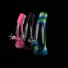 8.6" Silicone water pipe with glass bottle inside smoke Silicon Hand Pipes with transfer printing DHL