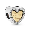 925 Sterling Silver Love Hearts Beads Fit Pandora Bracelets Family Series Mom Dad Sister Friend CZ Diamond Charms With Original Box
