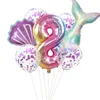 Set di palloncini con numero di coda di sirena Set di conchiglie Compleanno Baby Shower Matrimonio Anniversario Festa Celebrazione Decorazione Forniture MJ0746