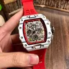 uxury watch Date Business Leisure Carbon Fiber Men's Automatic Mechanical Watch Calendar Personality Tape Fashion Versatile Large Dial
