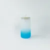16oz Sublimations-Glasbecher mit Farbverlauf, Milchglasflasche, Einmachglas, Cola-Dosenbecher mit Bambusdeckel, 5 Farben, 03311832183