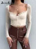 Jacuqeline Jesień Siatki Sexy V Neck Crop Corset Top Odzież damska Długi Rękaw Czarny Moda Vintage Club T Shirts White 220411