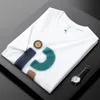 2022 été nouveaux hommes t-shirts coton mercerisé R-impression conception à manches courtes col rond demi manches t-shirts vert blanc noir M-4XL