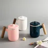 Manico in legno con marchio separato in ceramica con coperchio tazza da tè per ufficio casa grande capacità T200506