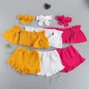 1 6Y Summer Fashion Kid Baby Girls Clothes sets à manches courtes au large des courts-tops Shorts bande 3 pcs tenue 220620