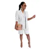 女性2ピースパンツの衣装春と夏の服ビジネスオフィススーツソリッドカラー長袖ジャケットショーツブレザーセット