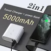 2 in 1 5000mAh Power Bank PSE ETL Certified USB Wall Charger Adapters 5V 2.1A/2.4A Cell Phone Fast Charger Set For Home/Office/Travel