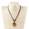 Pendant Necklaces 1pcs Resin White Brown Rasta Style Pot Leaf Necklace Black Wax Cotton Cord Adjustable JewelryPendant PendantPendant