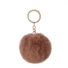 8cm Pompom Brand Bag Keychain Rings Car Keyring Gold Color Chains Pompons Fake Faux Rabbit Fur Charms Chain DIY Pom Poms Balls Women Bag Pendant Jewelry Gifts