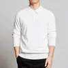 Men's Polos 2022 Spring And Autumn Long-sleeved Shirt Casual Fashion Trend Solid Color Wild Lapel White Top