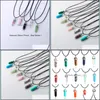 Pendant Necklaces Pendants Jewelry Natural Stone Reiki Healing Hexagonal Opal Amethysts Quartz Pink Crystal Chakra Dh4Pd