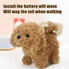 Cão de simulação de pelúcia realista inteligente chamado andando brinquedo de pelúcia elétrico teddy robô cão brinquedo filhote de cachorro de pelúcia para presente de natal 2204274535777