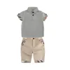 Модные пледы летние мальчики устанавливают детские мальчики одежда детская модная футболка и джинсовые шорты 2pcs костюмы хлопковые шестерни