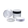 Pots en plastique PET givrés de 50g, pot de crème cosmétique avec couvercle blanc/noir pour baume à lèvres, masque de boue