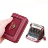 Genuine cow leather bee women designer card holders lady fashion zero wallets female casual purses with 12 card position no36