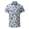 Męskie koszule mężczyźni mężczyźni Aloha Hawajska koszula Summer Tropical Liście wakacje z krótkim rękawem Camisas de Hombre Button Men's 2022men's