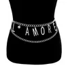 Riemen gouden kettinggordel vrouwelijke taille metaal voor dames kwastje tailleband korset punk sleutel ketens letters ceinture femmeibelts