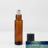 15pcs / pack 10 ml Amber Glass Roll on fles voor essentiële olie-injectieflacons met roller metalen bal navulbare flessen containers