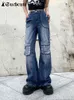 Jeans Femme SUCHCUTE Streetwear Cargo Femme Jeans Mode Coréenne Taille Basse Denim Pantalon Y2K Harajuku Casual Pocket Up Pantalon Lâche Années 2000 T220825
