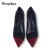 Designer de luxo clássico Wrucchee vestido de alto salto alto sapatos de trabalho 8 cm 10 cm 12cm patchwork camurça preto tamanho grande 42