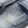 Jean rétro bleu déchiré Style Punk pour hommes, pantalon en Denim extensible, coupe cintrée avec lettres imprimées, mode pantalon décontracté Vaqueros de hombre