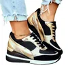 Women Lace Up Sneakers سيدات جديدة ألوان ذهبية مختلطة شقق