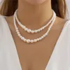 Vintage Goth Imitation Perle Choker Halskette für Frauen Mädchen Hochzeit Braut Elegante Handgemachte Perlen Schlüsselbein Kette Schmuck Geschenke
