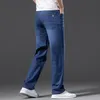 Men Jeans Classic Summer Cotton Straight Stretch Brand Denim Pants Overalls Light blue Fit Trousers Plus Size 40 42 44 220328