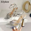 Nxy sandalen nieuw platform puntige teen dames pompen ontwerpen transparante kristallen vlinder-knoop schoenen sexy hoge hak vrouw