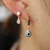 Stud Fashion Simple Cz Jewelry Round Tear Drop Cubic Zirconia Gold Color Young Girl Women Gift Bezel EarringStud Dale22