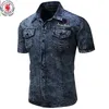 Marque hommes chemise à manches courtes chemise en jean hommes tenue décontractée homme Jean chemises de haute qualité 100% coton 220401