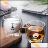 Mokken drinkware keuken eetbar huizen tuin schattig glazen beker panda hond dier dubbele thee melk koffie ronde anti-scaltende auto D4M